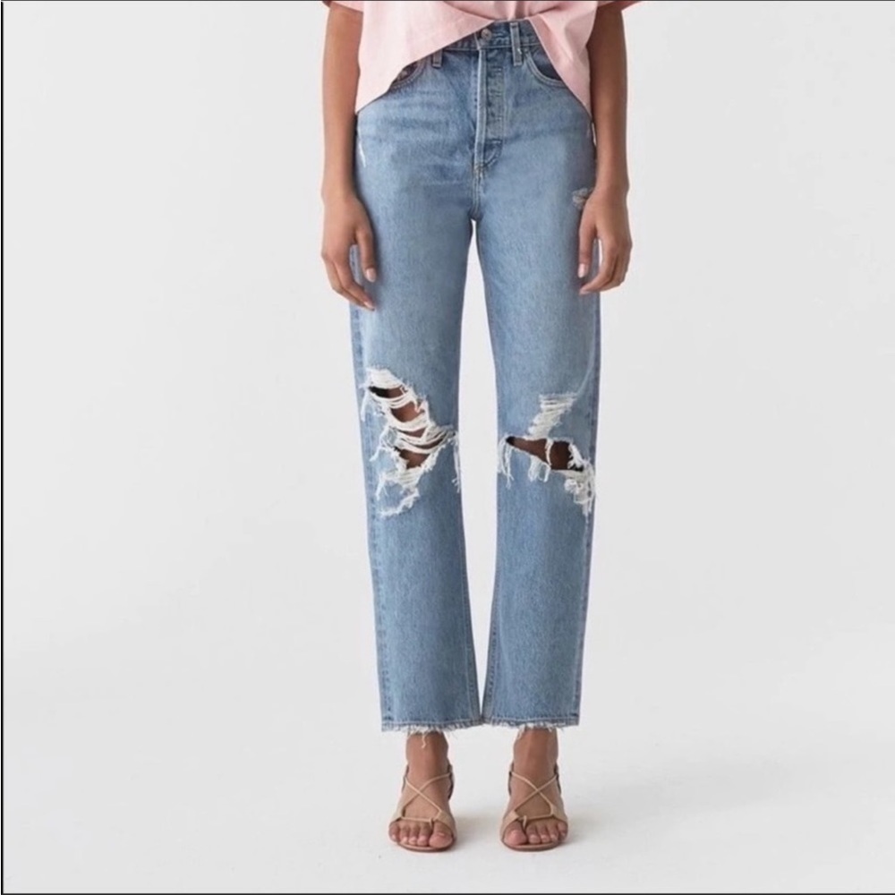 Agolde Feel Good jeans Organic Cotton Distressed High Rise Button Fly Size 24